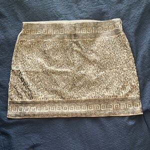 Express sequin mini skirt, tan colored. Good used condition!